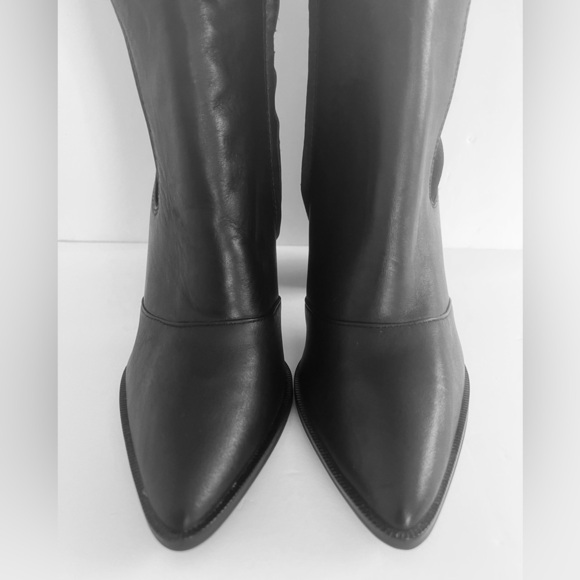 Sam Edelman $225 Natasha Over The Knee Black Leather Chunky Heel Boot Size 6.5 - Picture 9 of 11